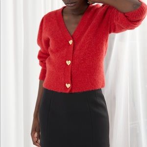 & Other Stories Heart Button Alpaca Blend Cardigan